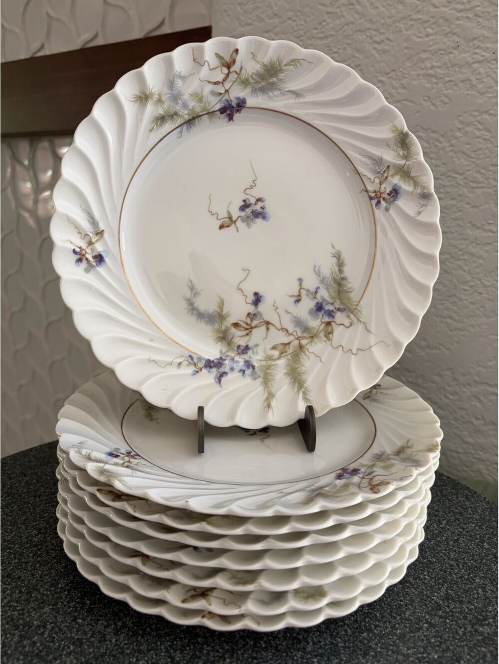 Vtg. Haviland Orsay 7.5” Salad Plates Set Of 8 Limoges France Floral EUC